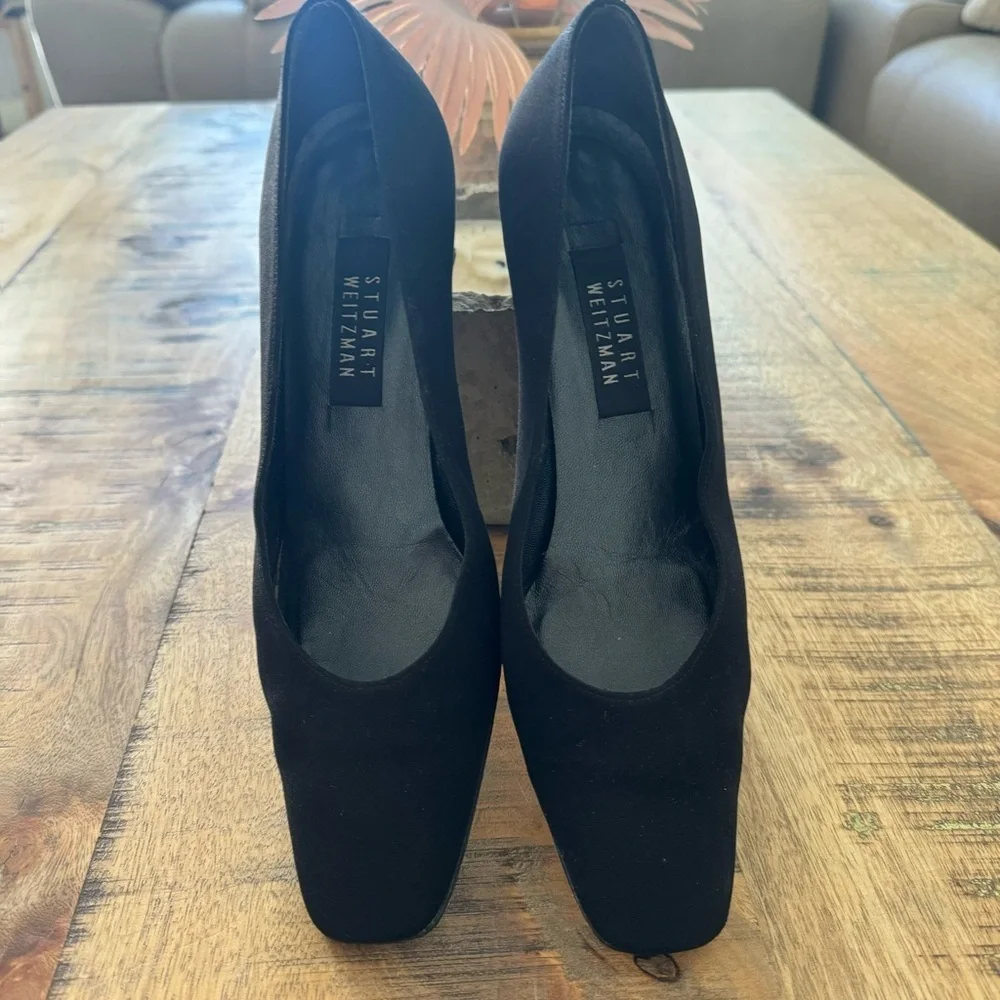 Stuart Weitzman Viclassy Cordine Heel Pumps in Black Canvas Size 10.5 AA